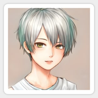 Green hair tomboy anime girl Sticker